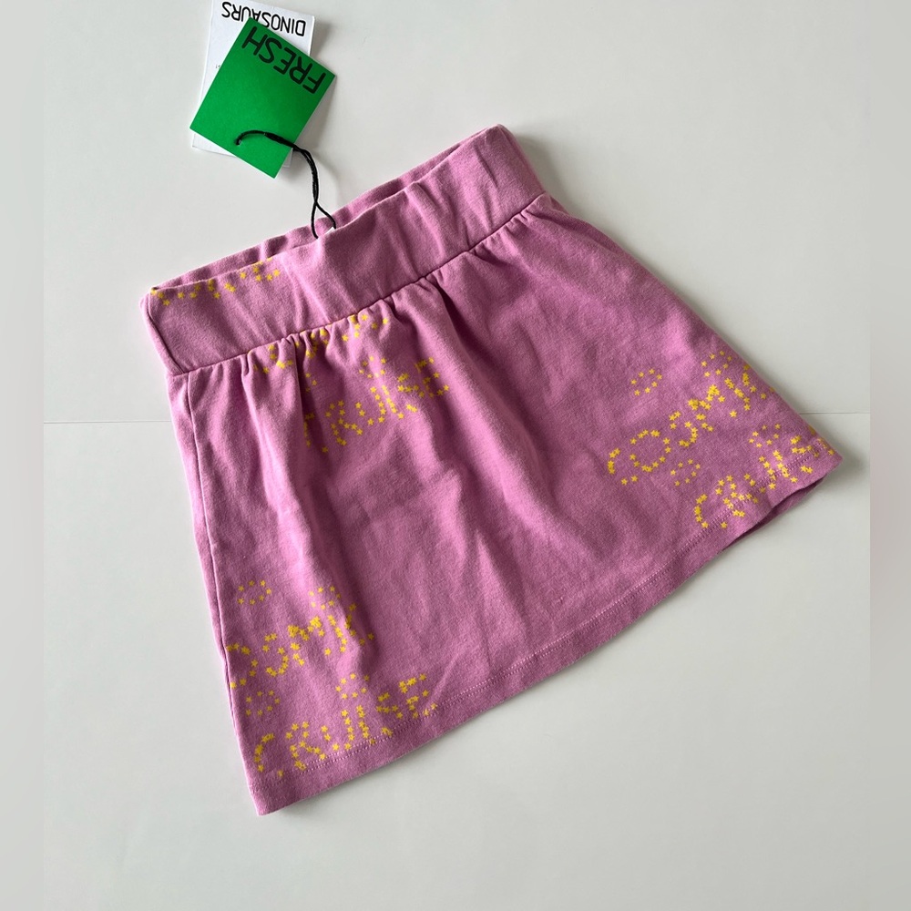 Fresh Dinosaurs pink girl’s skirt. 100% organic cotton. Made in Spain
